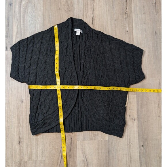 NWT Coldwater Creek Size L (14) Open Drape Black Cardigan Cable Knit Sweater $90 - Picture 10 of 11